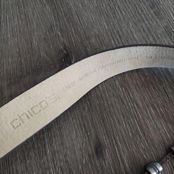 Chico's Vintage Brown Boho Cabochon Studded Belt Size Small/Medium Adjustable - Picture 5 of 6